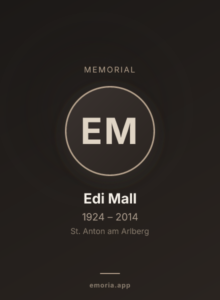 Memorial portrait of Edi Mall