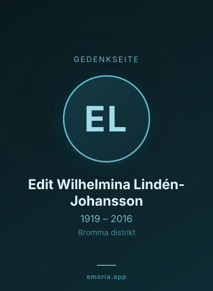 Gedenkportrait von Edit Wilhelmina Lindén-Johansson
