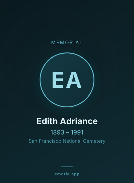 Memorial portrait of Edith Adriance