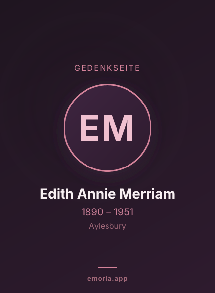 Gedenkportrait von Edith Annie Merriam