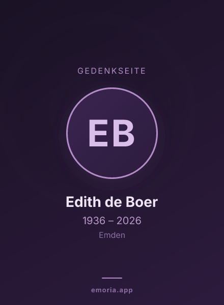 Gedenkportrait von Edith de Boer