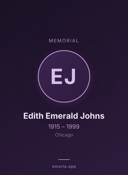 Memorial portrait of Edith Emerald Johns