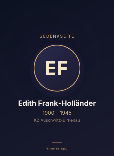 Gedenkportrait von Edith Frank-Holländer