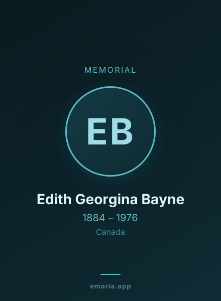 Memorial portrait of Edith Georgina Bayne