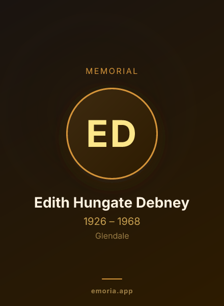 Memorial portrait of Edith Hungate Debney