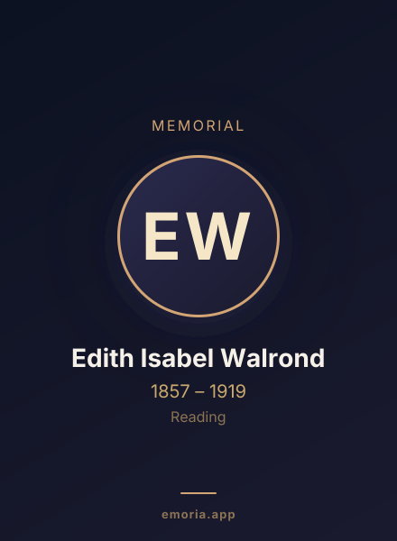 Memorial portrait of Edith Isabel Walrond