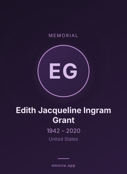 Memorial portrait of Edith Jacqueline Ingram Grant