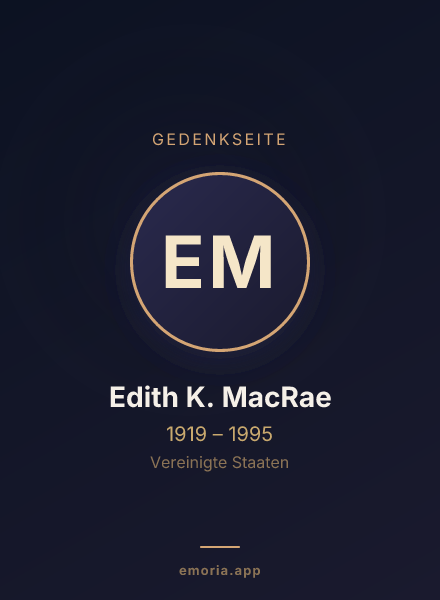 Gedenkportrait von Edith K. MacRae