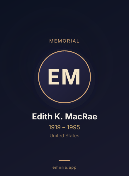 Memorial portrait of Edith K. MacRae