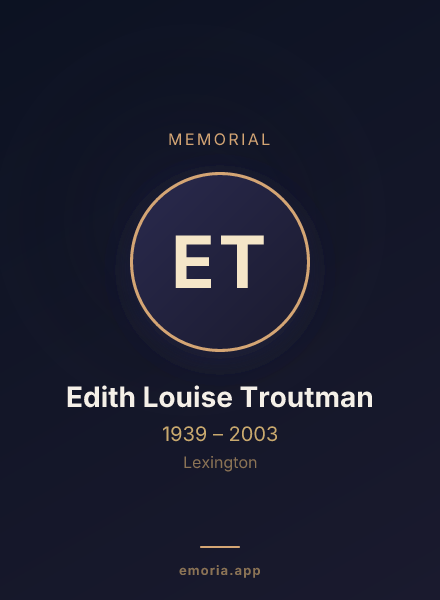 Memorial portrait of Edith Louise Troutman