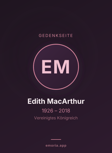 Gedenkportrait von Edith MacArthur
