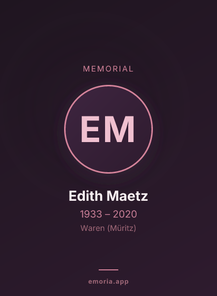 Memorial portrait of Edith Maetz