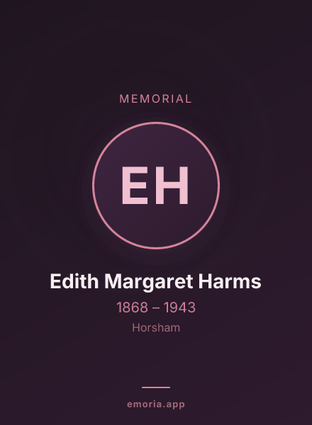 Memorial portrait of Edith Margaret Harms