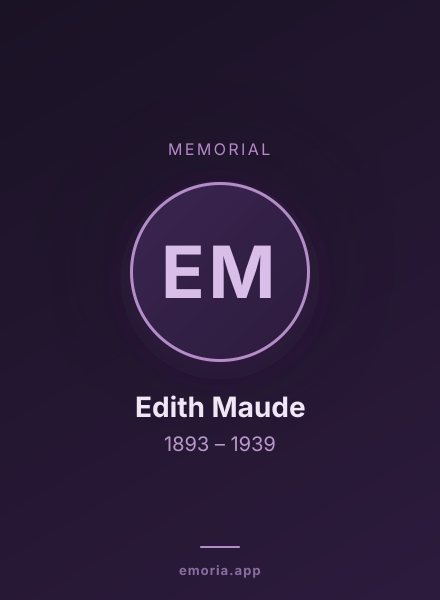 Memorial portrait of Edith Maude