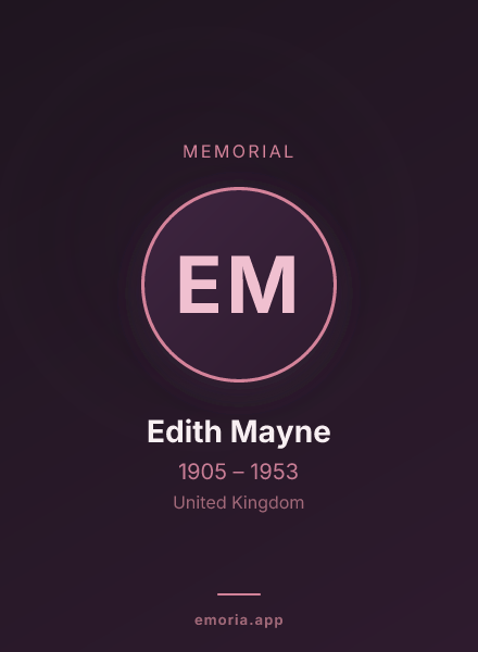 Memorial portrait of Edith Mayne