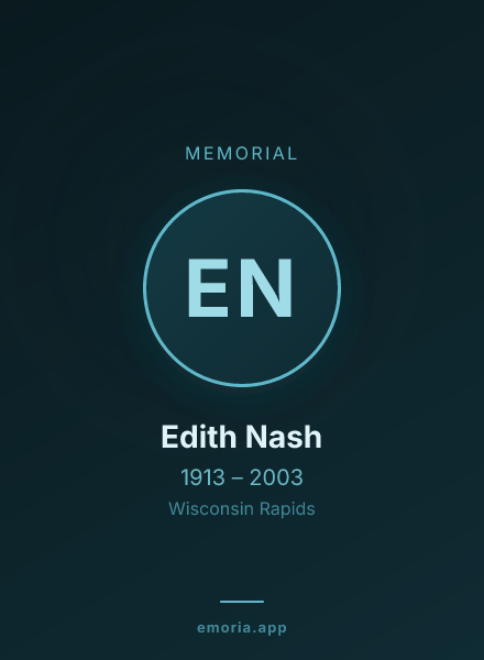 Memorial portrait of Edith Nash
