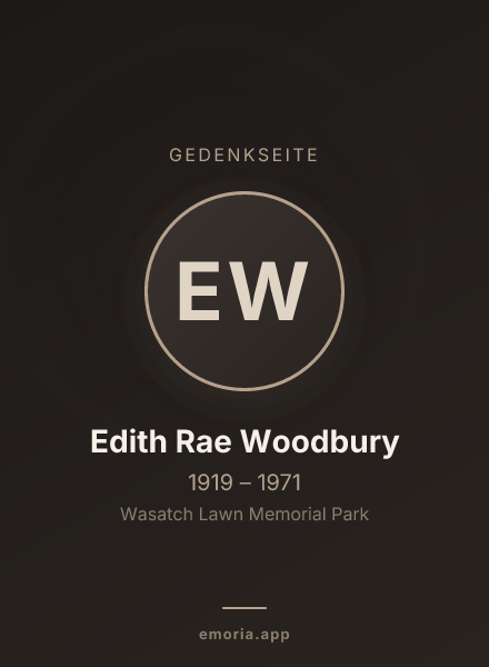 Gedenkportrait von Edith Rae Woodbury