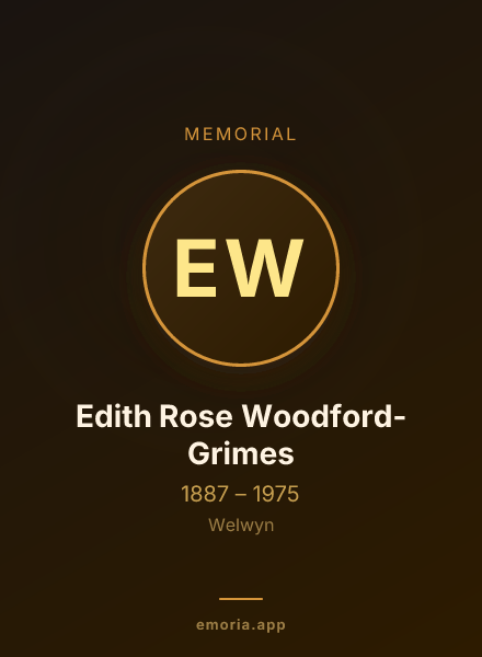 Memorial portrait of Edith Rose Woodford-Grimes