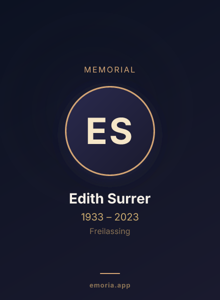 Memorial portrait of Edith Surrer
