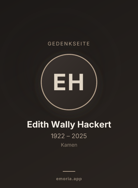 Gedenkportrait von Edith Wally Hackert