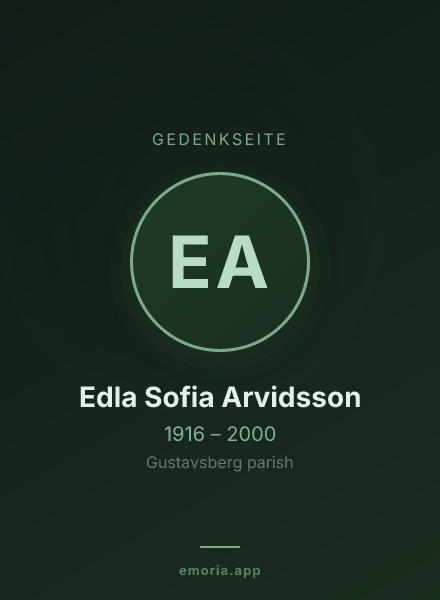 Gedenkportrait von Edla Sofia Arvidsson