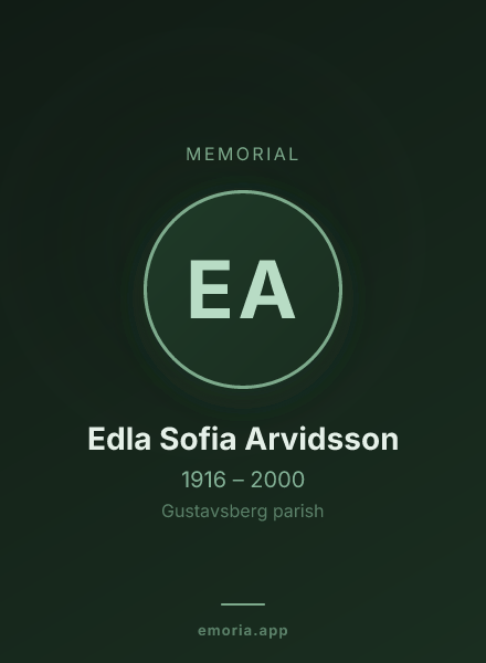 Memorial portrait of Edla Sofia Arvidsson