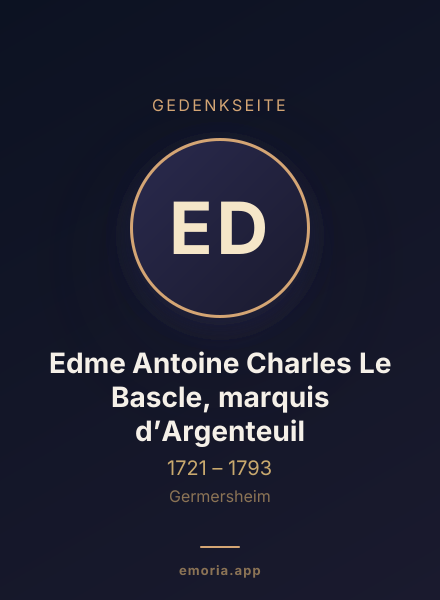 Gedenkportrait von Edme Antoine Charles Le Bascle, marquis d’Argenteuil