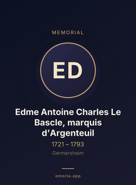 Memorial portrait of Edme Antoine Charles Le Bascle, marquis d’Argenteuil