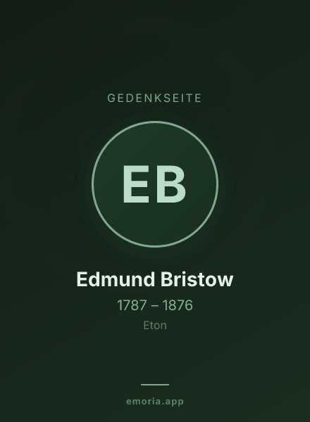 Gedenkportrait von Edmund Bristow