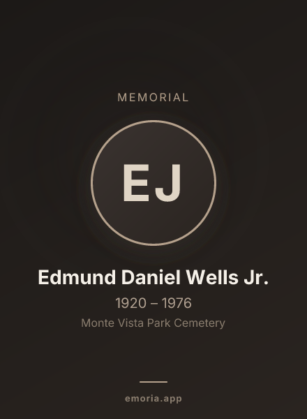 Memorial portrait of Edmund Daniel Wells Jr.