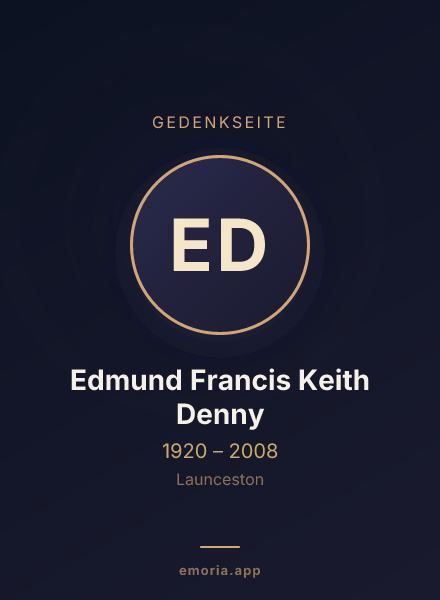 Gedenkportrait von Edmund Francis Keith Denny