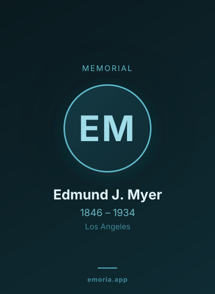 Memorial portrait of Edmund J. Myer