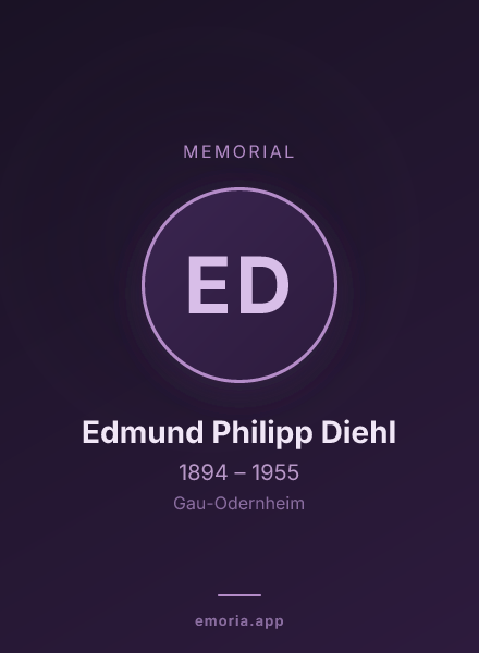 Memorial portrait of Edmund Philipp Diehl