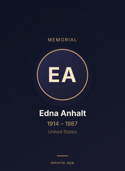Memorial portrait of Edna Anhalt
