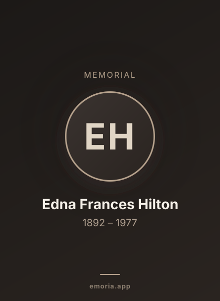 Memorial portrait of Edna Frances Hilton