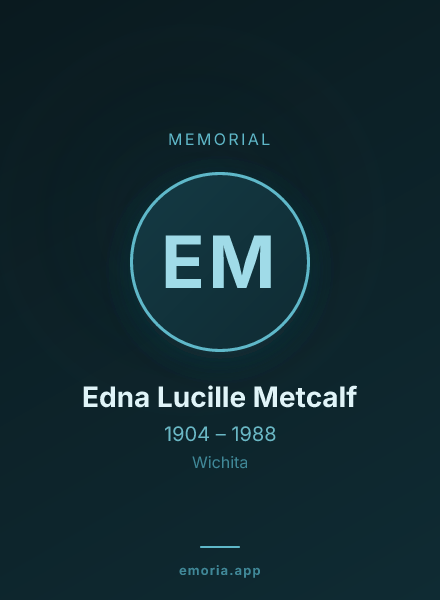 Memorial portrait of Edna Lucille Metcalf