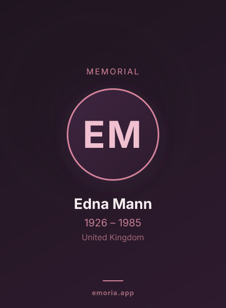 Memorial portrait of Edna Mann