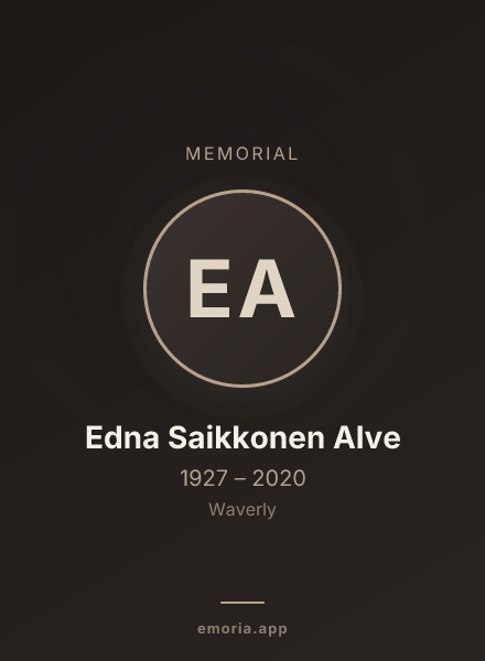 Memorial portrait of Edna Saikkonen Alve