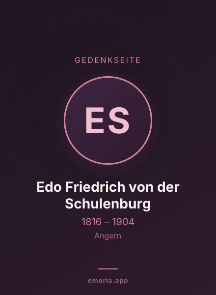 Gedenkportrait von Edo Friedrich von der Schulenburg