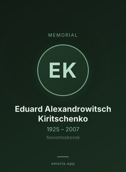 Memorial portrait of Eduard Alexandrowitsch Kiritschenko