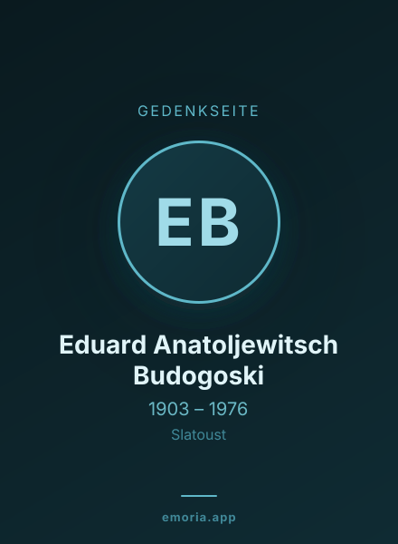 Gedenkportrait von Eduard Anatoljewitsch Budogoski
