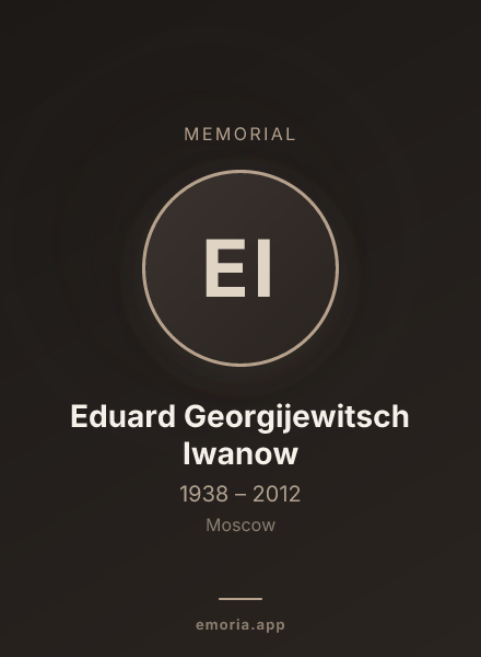 Memorial portrait of Eduard Georgijewitsch Iwanow