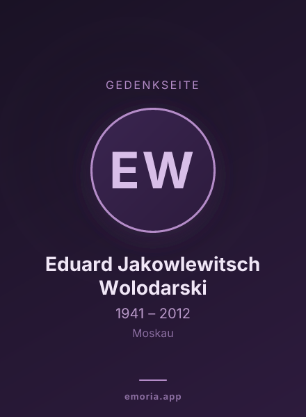 Gedenkportrait von Eduard Jakowlewitsch Wolodarski