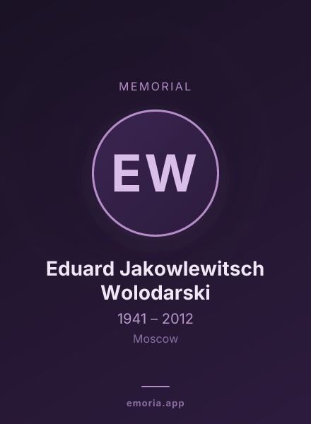 Memorial portrait of Eduard Jakowlewitsch Wolodarski
