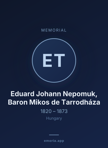 Memorial portrait of Eduard Johann Nepomuk, Baron Mikos de Tarrodháza