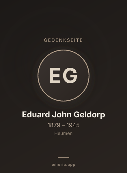 Gedenkportrait von Eduard John Geldorp
