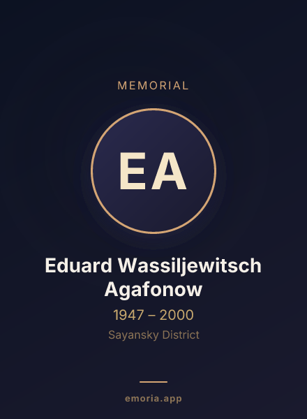 Memorial portrait of Eduard Wassiljewitsch Agafonow