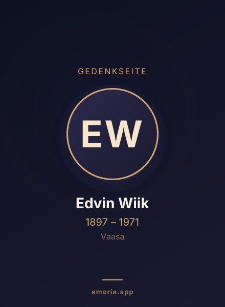 Gedenkportrait von Edvin Wiik
