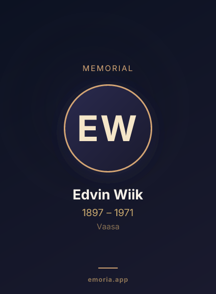 Memorial portrait of Edvin Wiik