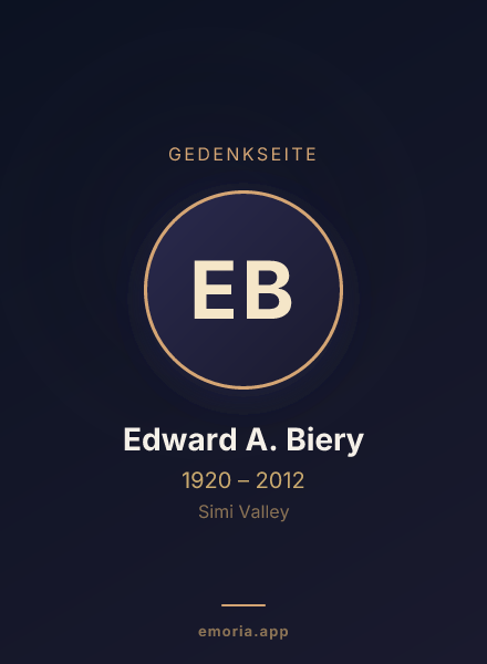 Gedenkportrait von Edward A. Biery